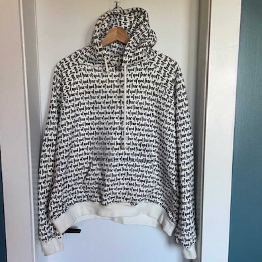 FEAR OF GOD COLLECTION TWO ALL OVER PRINT (AOP) HOODIE - WHITE/BLACK